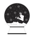 Xmas holiday depression black and white 2D illustration concept