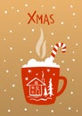 Xmas invitation greetinng card background with hot winter drink