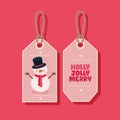 xmas label and snowman