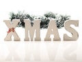 Merry Christmas sign of wooden letters, isolated on white