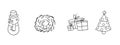Xmas. Merry Christmas set of elements in outline doodle style Royalty Free Stock Photo