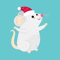 Xmas mouse cartoon character vector illustration