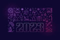 2023 Xmas and New Year concept funny linear colored banner
