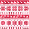 Xmas nordic seamless red pattern with deer