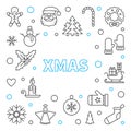 Xmas outline frame. Vector Merry Christmas background