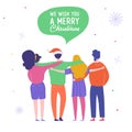 Xmas Party Card or Invitation Poster. People characters dancing, celebrating Merry Christmas and Happy New Year night Royalty Free Stock Photo