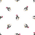 Xmas penguin bell pattern seamless 