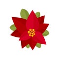 Xmas poinsettia icon flat isolated vector