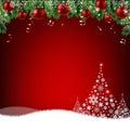 Xmas Postcard Fir Tree Border Royalty Free Stock Photo