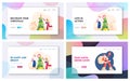 Xmas Preparation Website Landing Page. Happy People Decorate Christmas Tree Prepare for Winter Holidays Celebration