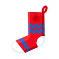 Xmas Red Knitted Sock Cartoon Style Icon