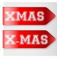 Xmas Red Label Ribbons Royalty Free Stock Photo