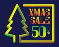 Xmas Sale banner template with fluid colors christmas tree silhouette frame