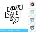 Xmas sale single line christmas banner vector icon