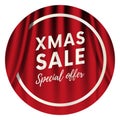 Xmas sale sticker or banner. Special offer. White frame. Vector illustration.