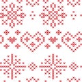 Xmas seamless Nordic pattern with stars snowflakes hearts