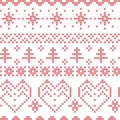 Xmas seamless pattern inspired by nordic stitching cross patterns