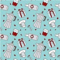 Xmas seamless pattern-party-blue background