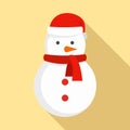 Xmas snowman icon, flat style