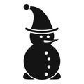 Xmas snowman icon simple vector. Face happy carrot