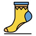 Xmas sock icon color outline vector