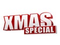 Xmas special in 3d red letters and block