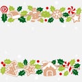 Christmas garland with holly and gingerbread