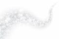 Xmas Swirling Snow Trail Effect With Realistic Transparent Snowflakes And Lights Overlay On Light Silver Background