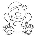 Xmas Teddy Bear Line Art