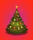 Xmas tree. Christmas decorations. Vector illustration Royalty Free Stock Photo