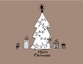 Xmas tree handdrawn vector illustration