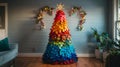 Xmas tree made by empty paper notes. Christmas, New year and business concept. Reminding of unfinished tasks and new