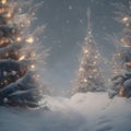 Xmas tree with snow in the garden Royalty Free Stock Photo