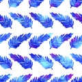 XMAS watercolor Branch Pine Tree Seamless Pattern in Blue Color. Hand Painted Floral Branches fir tree background or