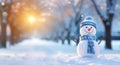 Cold snowfall holiday year blue seasonal white new snow christmas celebration winter snowman Royalty Free Stock Photo