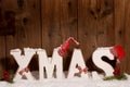 Xmas, Wooden letters with Christmas hats