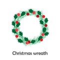 Xmas wreath in cartoon style, christmas card for kid, preschool activity for children, vector illustration Royalty Free Stock Photo