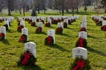 Xmas wreaths in Arlington Cemetery Royalty Free Stock Photo