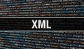 XML with Abstract Technology Binary code Background.Digital binary data and Secure Data Concept. Software / Web Developer