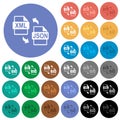 XML JSON file conversion round flat multi colored icons