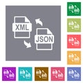 XML JSON file conversion square flat icons