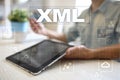 XML. Web development. Internet and technology concept.