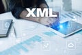 XML. Web development. Internet and technology concept.