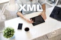 XML. Web development. Internet and technology concept.