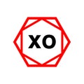 XO hexagon typography monogram vector. XO brand name icon