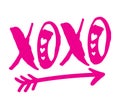 XOXO Hugs and Kisses Lettering Vector Illustration