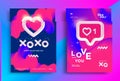 XOXO blend written phrase with heart on gradient background.