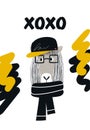 Xoxo - Cute hand drawn nursery poster with cool horse animal with glasses and hat and hand drawn lettering.