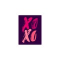 Xoxo. Hand drawn lettering. Happy Valentine`s Day. Hugs and kisses. Love. Ink letters. Textured word