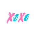 Xoxo. Hand drawn lettering. Happy Valentine`s Day. Hugs and kisses. Love. Ink letters. Textured word